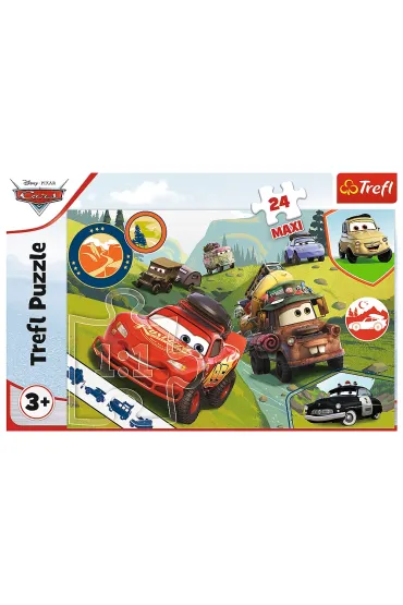 Puzzle maxi 24 el. Weso�e auta Cars 3 Trefl