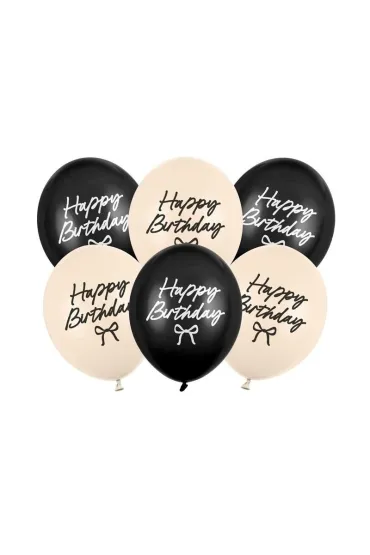 PartyDeco Balony Strong Happy Birthday Kokardki 30cm 6 szt