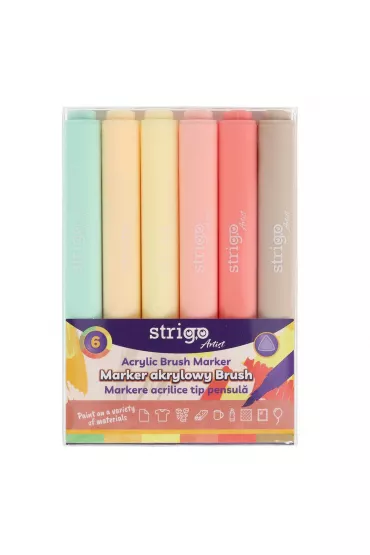 Strigo Marker akrylowy z kocwk Brush - zestaw 5, 6 szt