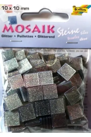 Mozaika kamyczki brokatowe 10x10mm szara Galeria Hobby