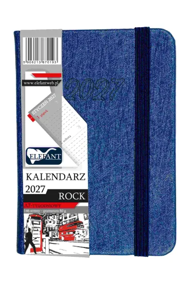Kalendarz Rock 2027 A7 tygodniowy szafirowy