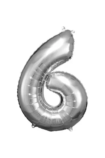 Amscan Balon foliowy cyfra 6 srebrna 60x86cm
