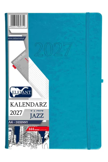 Kalendarz Jazz 2027 A4 dzienny turkusowy