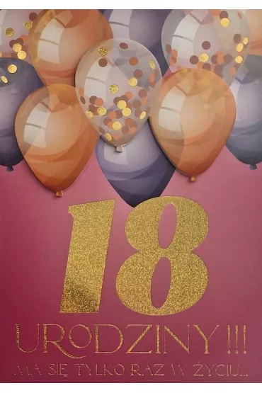 Yeku Karnet Urodziny 18 damskie