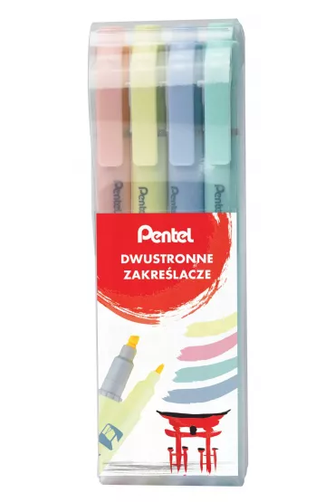 Pentel Zakre�lacz dwustronny pastelowy 4 szt.