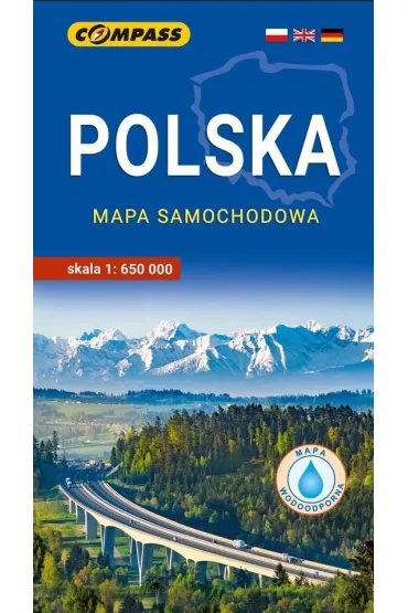 POLSKA laminowana mapa samochodowa 1:650 000