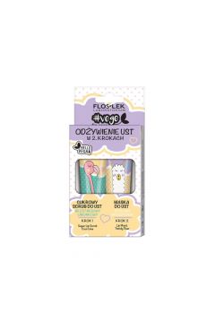 Floslek Vege Lip Care zestaw dla kobiet odywienie ust w 2 krokach cukrowy scrub bezstresowy limonkowy + maska do ust stylowa gruszkowa 2 x 14 g