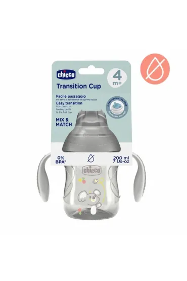 Chicco Kubek treningowy z mi�kkim ustnik 200ml szary 4m+ 200 ml