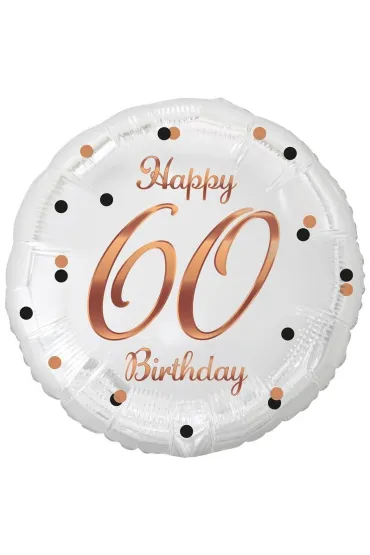 Balon foliowy B&C Happy 60 Birthday bia�y, nadruk r�owo-z�oty 18 Godan