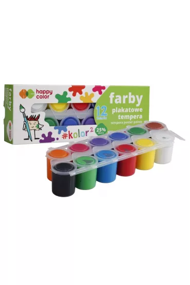 Happy Color Farby plakatowe tempera, 12 kolor�w x 25 ml 12 x 25 ml