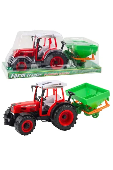 Traktor z siewnikiem czerwony 34cm LeanToys