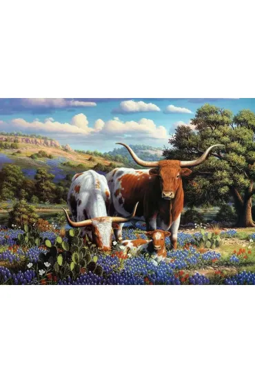 Puzzle 2D 500 el. Krowy d�ugorogie Ravensburger
