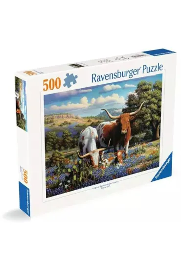 Puzzle 2D 500 el. Krowy d�ugorogie Ravensburger