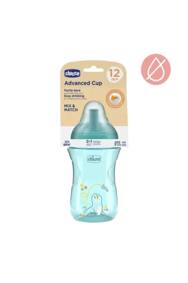 Chicco Kubek niekapek ze slowk� 266ml turkusowy 12m+