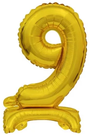 Amscan Balon foliowy mini cyfra 9 ze stopk� z�ota 22x40cm