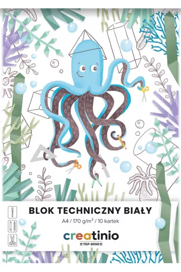 Top-2000 Blok techniczny Creatinio A4 bia�y G�adka 10 kartek