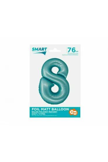 Godan Balon foliowy Smart cyfra 8 niebieski matowy 76cm