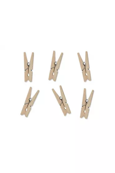 PartyDeco Klamerki drewniane naturalne drewno 20szt