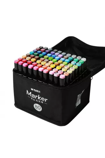 M&G Marker artystyczny alkoholowy, dwustronny, 3,2 mm; 6,2 mm, zestaw 80 kolor�w 80 szt.