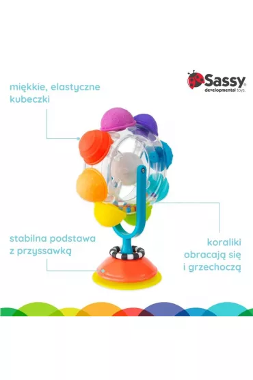 Sassy �wiec�cy ko�owrotek, zabawka sensoryczna, t�czowy, 6 m+