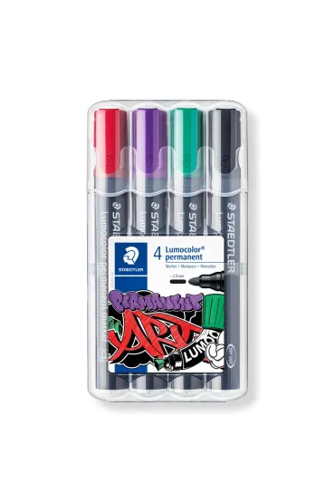 Staedtler Marker Lumocolor ART, wodoodporny, okr�g�a ko�c�wka, 4 kolory w etui