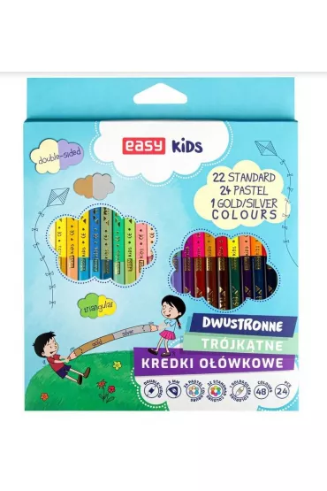 Easy Stationery Kredki dwustronne tr�jk�tne 48 kolor�w