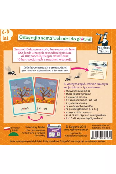 Ortografia z much� i pietruch�. Karty obrazkowe. Kapitan Nauka - Bo�ena Dybowska