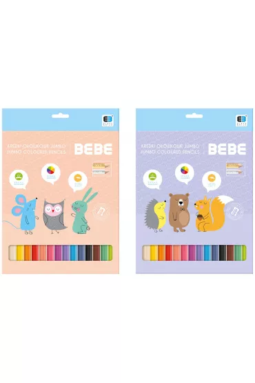 Interdruk Kredki o��wkowe tr�jk�tne Jumbo Pastel BEBE Friends 12 szt.