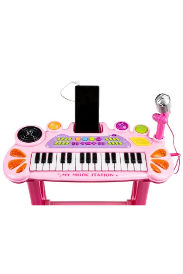 Multistore Keyboard organki pianinko z mikrofonem mp3 r�owe