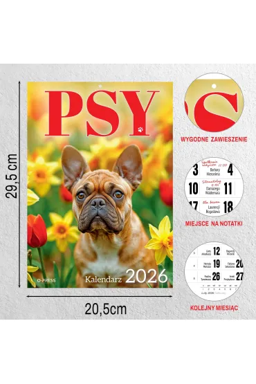 Opress Kalendarz 2026 A4 wieloplanszowy Psy