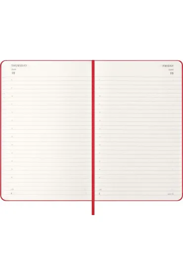 Kalendarz 2026 12M Moleskine L twarda oprawa dzienny Scarlet Red 13x21cm