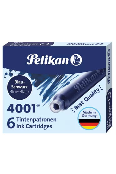 Pelikan Naboje krtkie TP/6 niebieski, czarne 6 szt.
