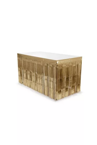 PartyDeco Skirting foliowy z fr�dzlami z�oty 300x80cm