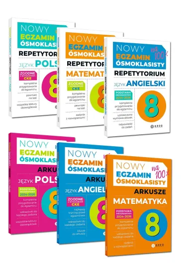 Pakiet Nowy Egzamin �smoklasisty - j�zyk polski. Repetytoria i arkusze: J�zyk polski, J�zyk angielski, Matematyka
