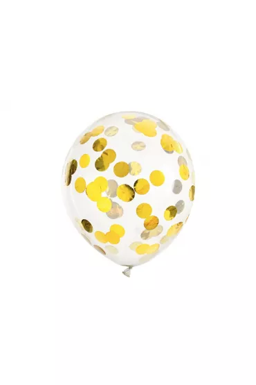 PartyDeco Balony transparentne z konfetti z�ote k�ka 30cm