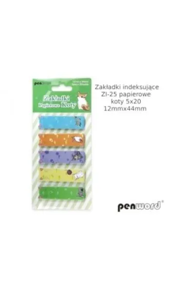 Polsirhurt Zak�adki indeksuj�ce papierowe koty ZI-25 12mmx44mm 5x20