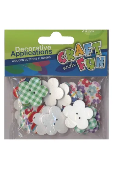 Ozdoba dekoracyjna guziki drewniane Kwiaty Craft with Fun