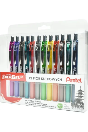 Pentel Zestaw pi�r EnerGel BL77 w etui 12 szt.