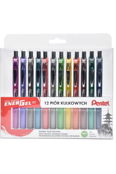 Pentel Zestaw pi�r EnerGel BL77 w etui 12 szt.