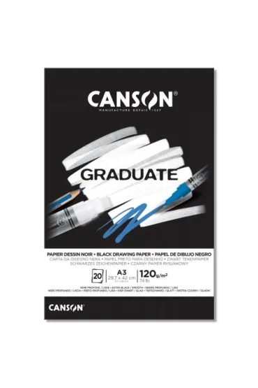 Fila Blok Canson Graduate Black Drawing A3, 20 arkuszy