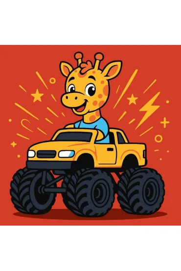 Malowanie po numerach - �yrafa w samochodzi Kids Ideyka