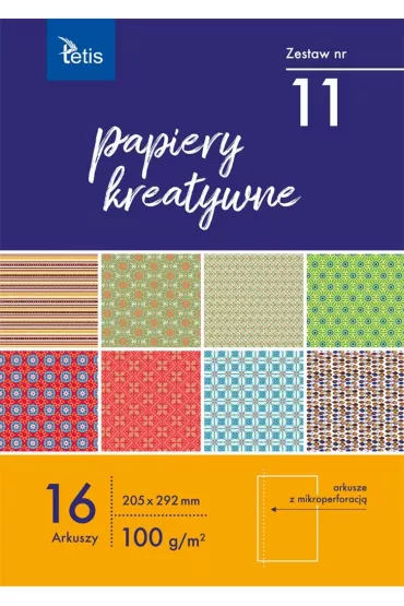 Tetis Papiery kreatywne A4 zestaw 11 16 kartek