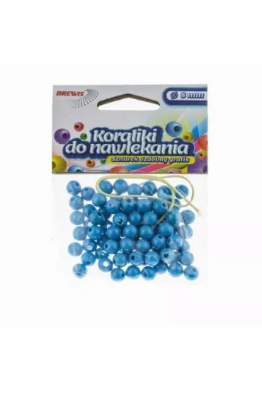 Brewis Koraliki do nawlekania + sznurek niebieskie 6 mm, 16g