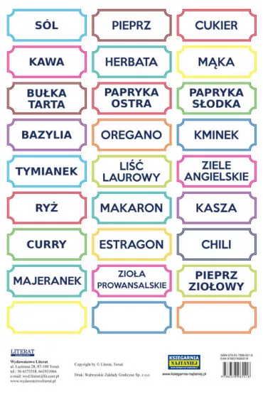 Literat Naklejki Przyprawy kolorowe