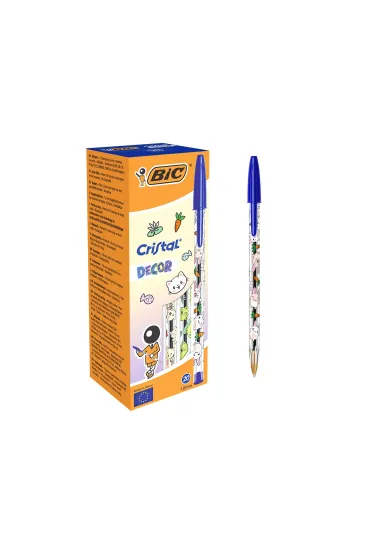 Paczka D�ugopis niebieski BIC Cristal Kawaii Decor 20szt.