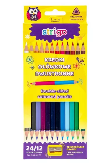 Strigo Kredki owkowe dwukolorowe 24 kolorw 12 szt.