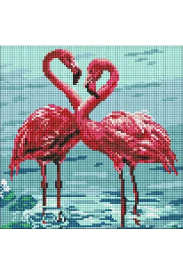 Ideyka Diamentowa mozaika - Jasne flamingi 30x30cm