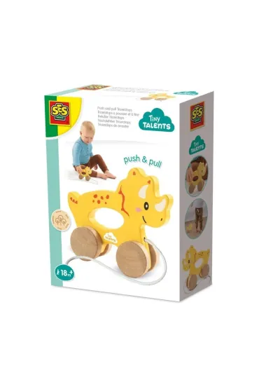 Pchaj i ci�gnij 2w1 drewniany Triceratops Ses Creative
