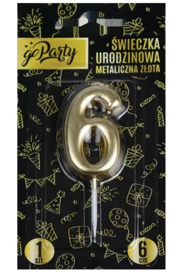 GoParty �wieczka urodzinowa 6 Metaliczna z�ota