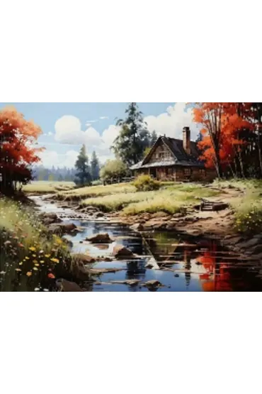 Norimpex Diamentowa mozaika - Domek nad rzek� jesieni� 40x30cm